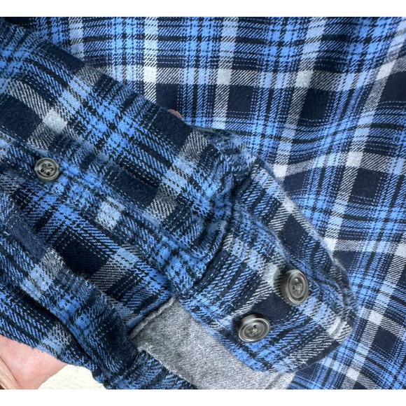 Eddie Bauer Shirt Mens Sz XL Blue Gray Flannel Plaid Button Up Cotton - Picture 6 of 9